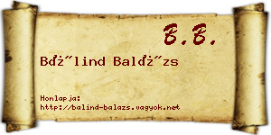 Bálind Balázs névjegykártya